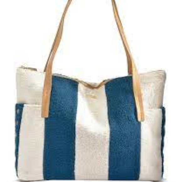 Hammitt Handbags - Hammitt $495 Addie Large Pebble Leather Cabana Stripe Tote Bag